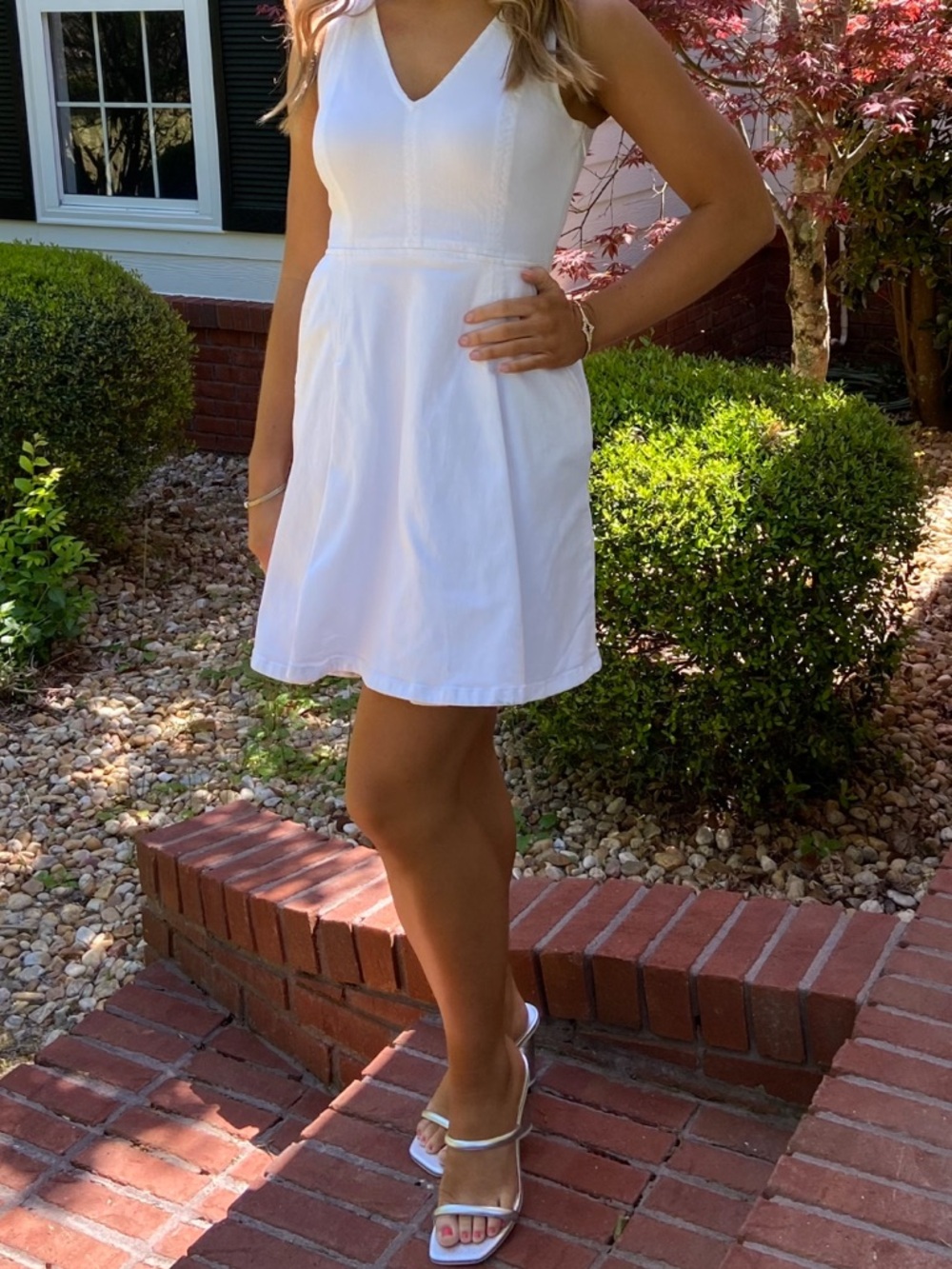 Banana Republic White V-Neck Mini Dress
